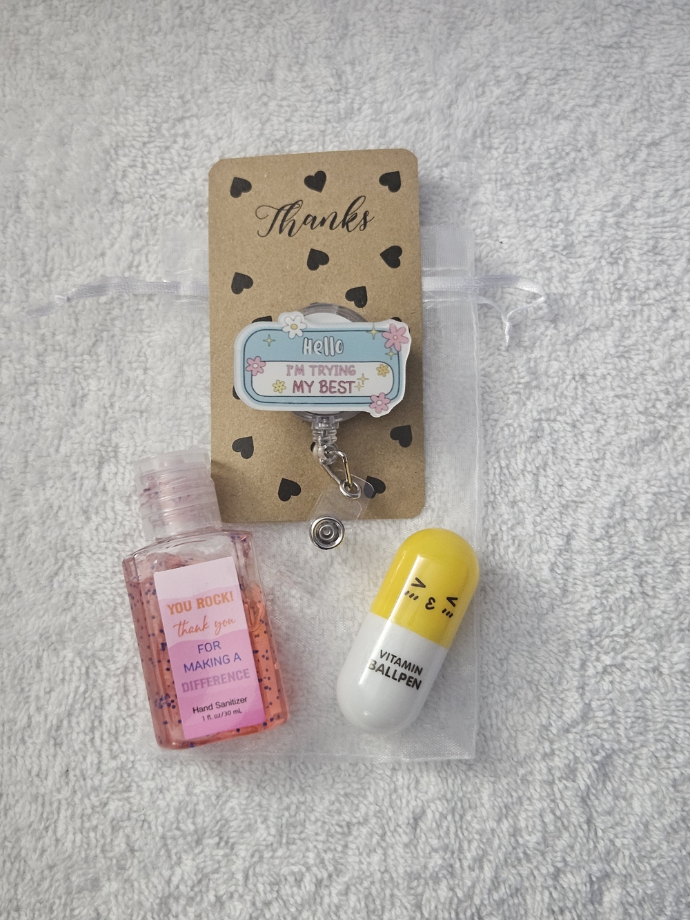 Nurse Appreciation Gift Set Retractable Badge Reel Capsule Pen Hand Sanitizer
